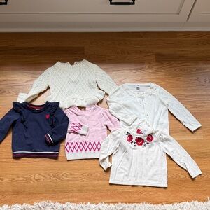 Janie and Jack Girls Ivory, Pink & Navy Sweater Set